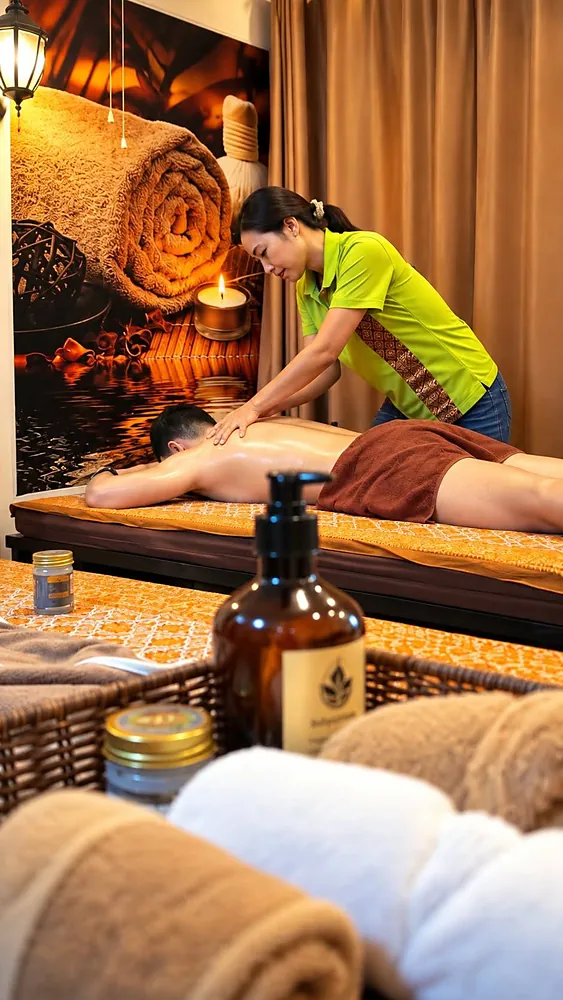 A Kai Sabai therapist preparing a guest for an oil massage